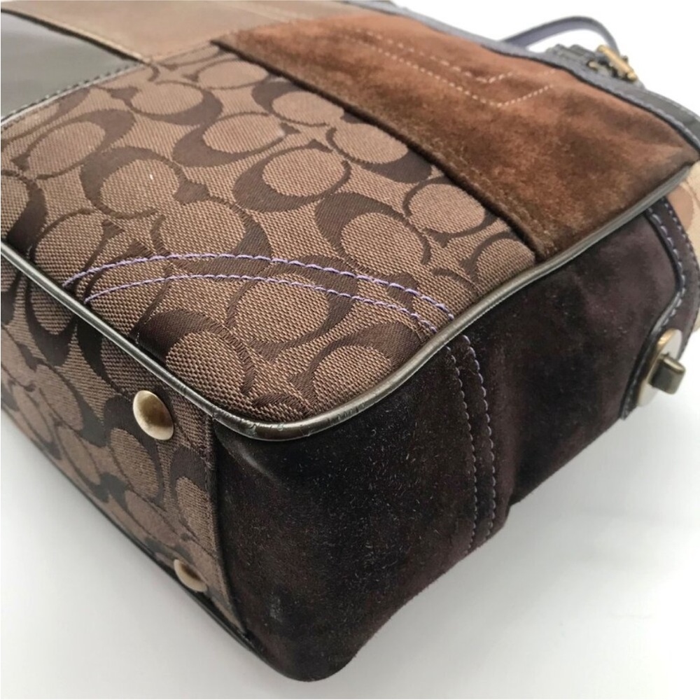 Coach 2005 Signature Patchwork Suede, Leather Canvas Satchel VINTAGE - Picture 13 of 16